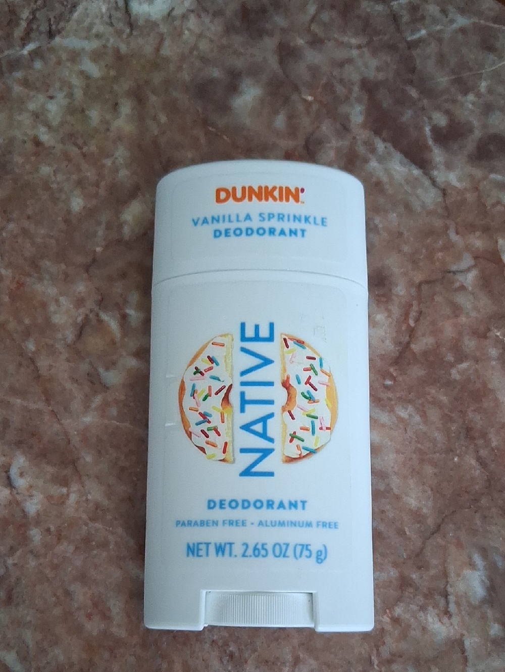 Native Dunkin' Vanilla Sprinkle Deodorant - White with Blue and Orange Accents